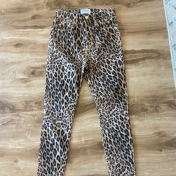 Frame Denim Pants - FRAME Denim Ali High-Rise Leopard Print Cigarette Jeans Size 25